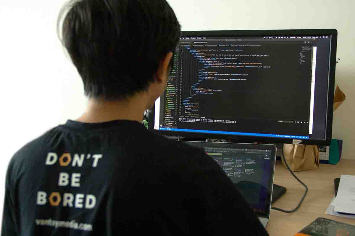 A programmer using AI for software development